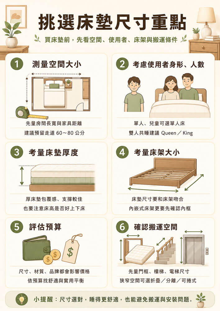 床墊尺寸懶人包_挑選床墊尺寸重點