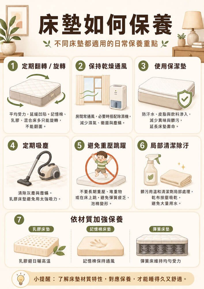 床墊種類差在哪_床墊種類不同，如何保養
