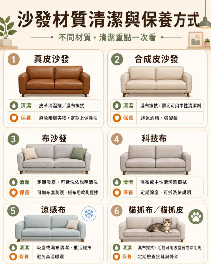 沙發材質怎麼選_沙發材質清潔與保養方式